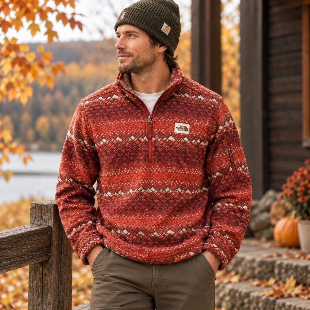 The North Face Gordon Lyons Novelty 1/4 Zip Fleece Brandy Brown Men's M